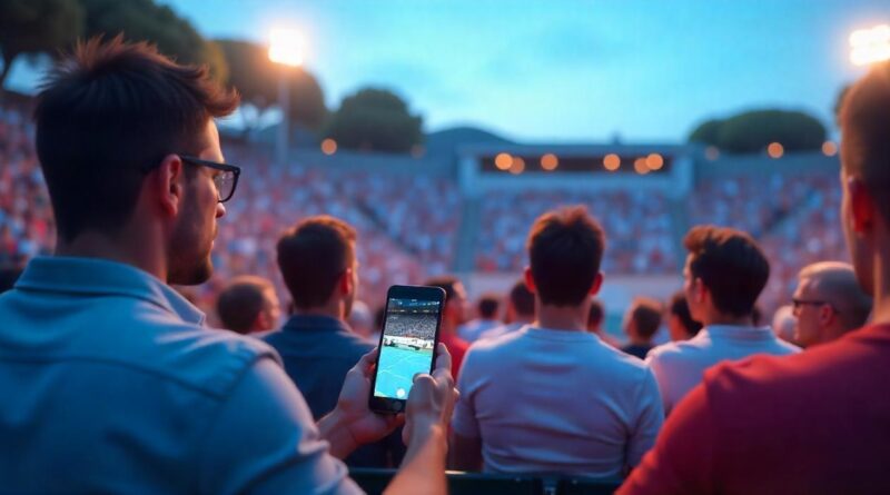 A man watches the Davis Cup final and bets on the tennis match in an online casino.