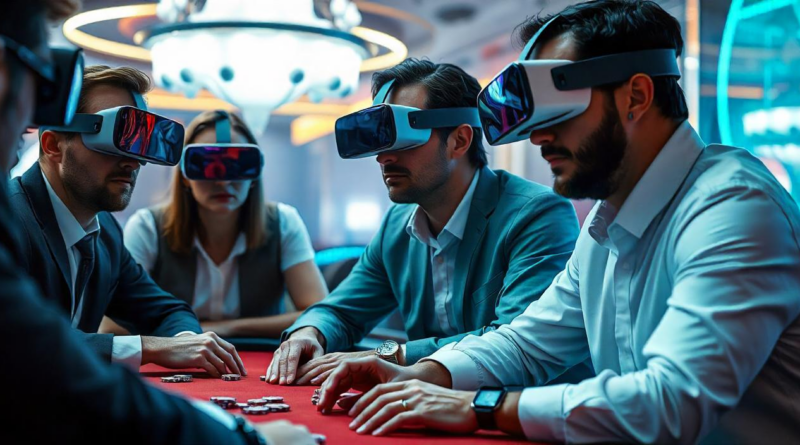 poker players play with virtual reality glasses